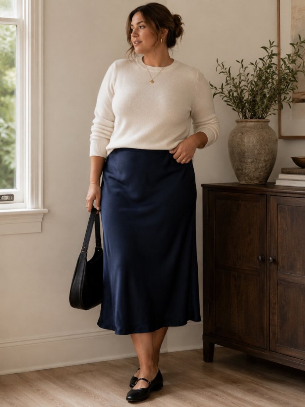 Old Navy Navy Satin Midi Skirt Quiet Luxury Minimalist XXL Tall